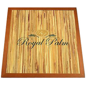 Digitally printed logo on digitally printed grass wallpaper with maple wood edge
