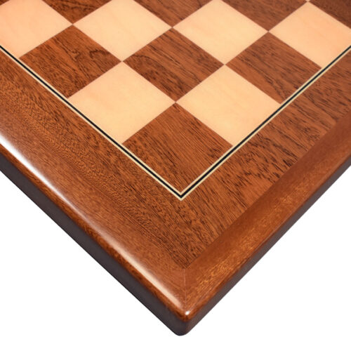 Digitally Printed Chess Checkers Board on Mahogany Veneer with Mahogany Wood Edge