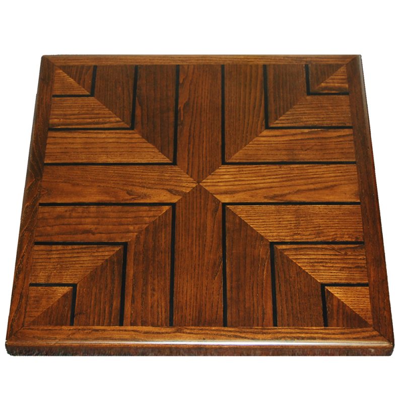 Oak Veneer Reverse Box Pattern & Accent Lines - Table Designs