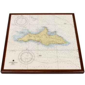Digitally Printed Nautical Map w/ Custom Stained Wood Edge