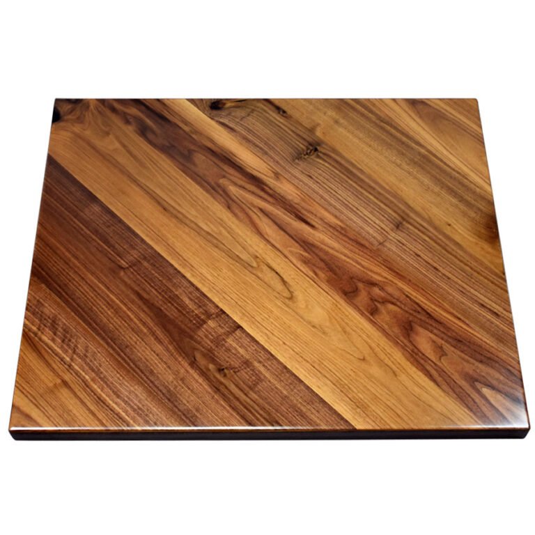 Rustic Walnut Veneer Overlay at 45 Degree Angle with Walnut Wood Edge