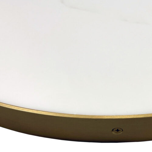 Staron “Morning Sky” Solid Surface with Brushed Brass Metal Edge and Countersunk Brass Screws