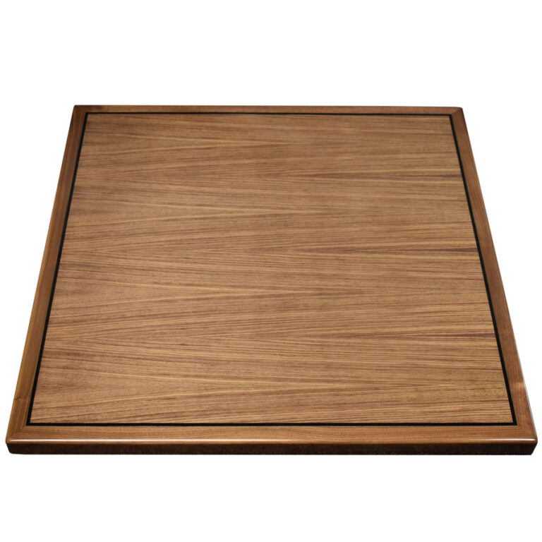 Quartered Walnut Veneer with ¼” Black Pin Stripe and Walnut Wood Edge