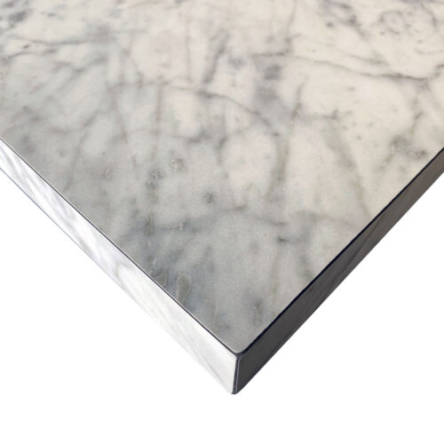 Formica “Carrara Bianco” Laminate Self-Edge Custom Restaurant Table Top