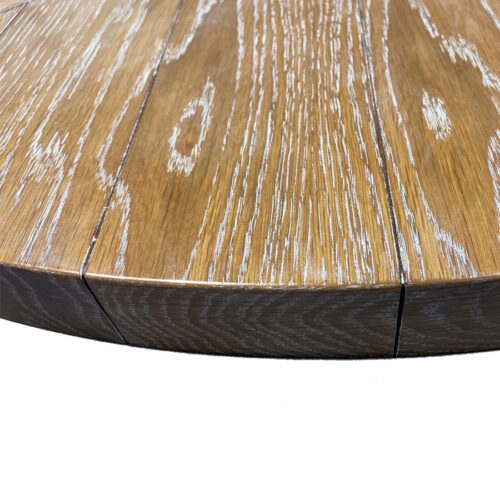 White Oak Veneer in Custom Pattern with V-Grooves and White Oak Wood Edge with Custom Ceruse Stain