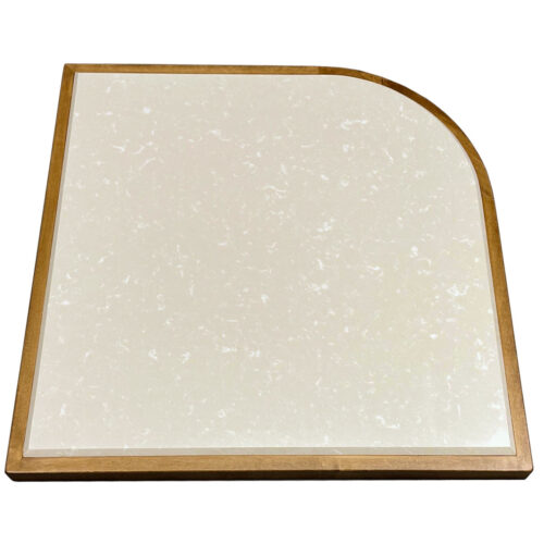 2CM Silestone “Tigris Sand” Beveled with Custom Stained Maple Wood Edge