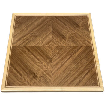 Quartered Walnut Veneer in Diamond Box Pattern with ¼” Maple Veneer Accent Inlay and Natural Maple Wood Edge