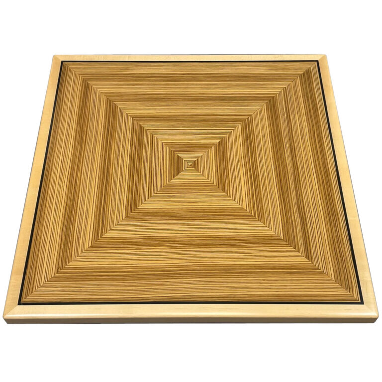 Brookline “Qtr. Zebrawood Veneer” in Box Pattern with ¼” Black Printed ...