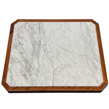 2CM Carrara Marble Inlay with Custom Stained Cherry Wood Edge
