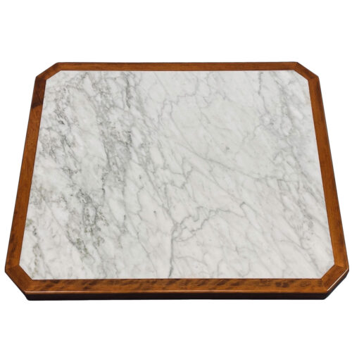 2CM Carrara Marble Inlay with Custom Stained Cherry Wood Edge