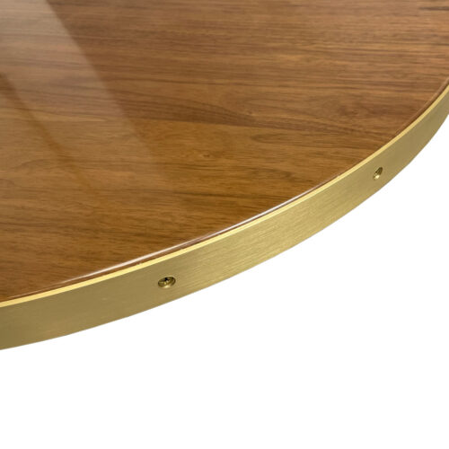 Rustic Walnut Veneer with Brushed Brass Edge and Counter Sunk Brass Screws
