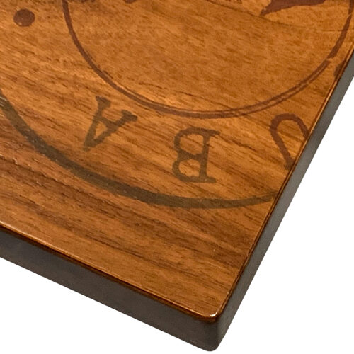 Walnut Veneer Overlay with Walnut Wood Edge and Custom Print