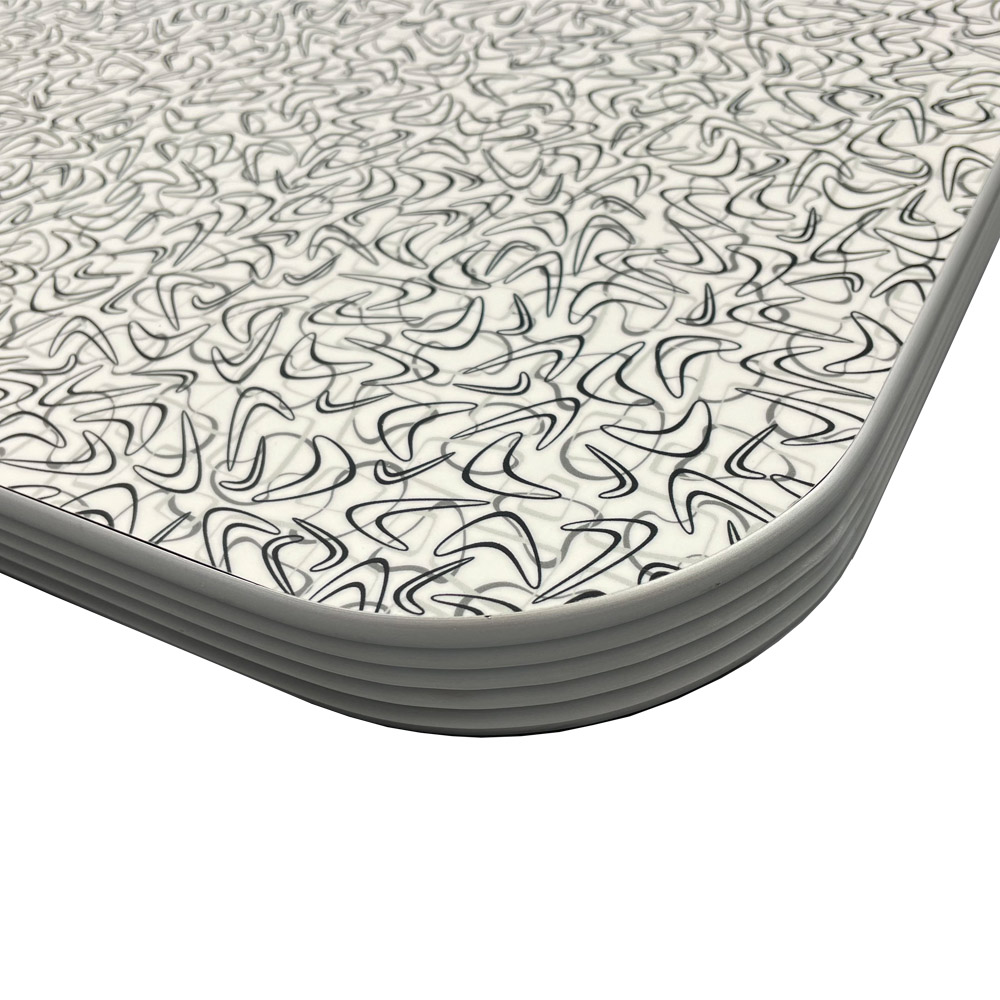Wilsonart Retro Domino Laminate with Satin Ribbed Aluminum T-Mold - Table  Designs