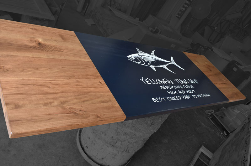 Ash Plank Top with Customer Supplied Artwork Digitally Printed on Black Paint 02B