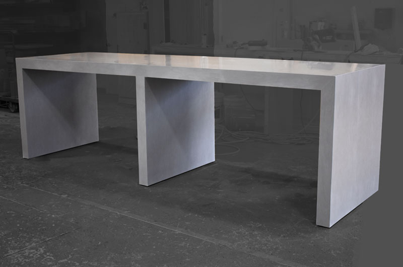 Corian “Natural Gray” Solid Surface Waterfall Table
