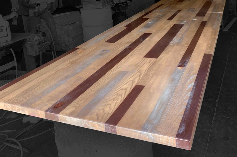 Maple, Ash, Pine, Sapele, Mixed Species Veneer Self Edge with Distresses Silver Aging