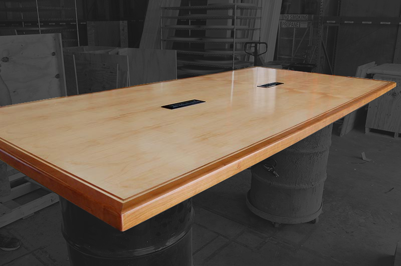 Maple Wood Edge with Power Outlets
