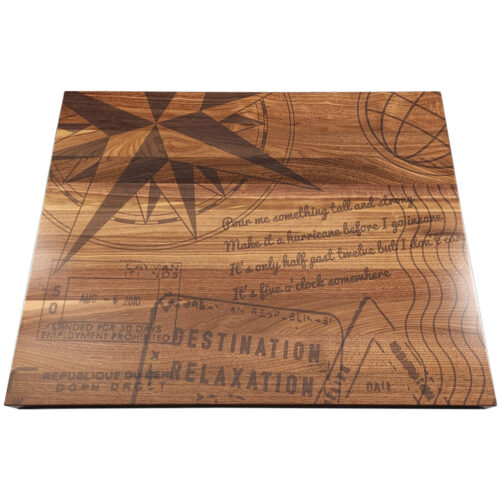 1-3/4" Thick Walnut Plank Top with Custom Printed Graphics