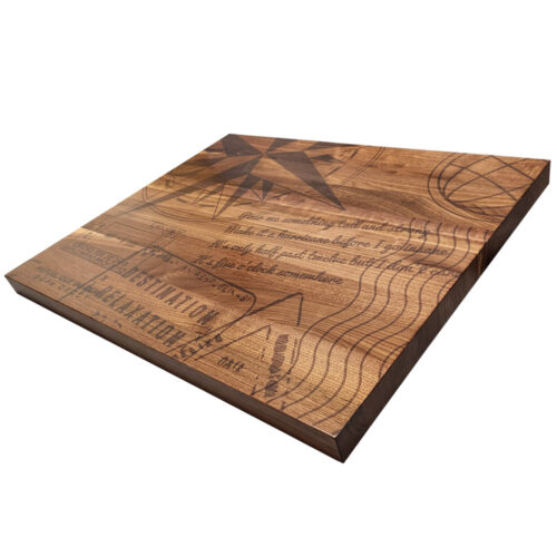 1-3/4" Thick Walnut Plank Top with Custom Printed Graphics