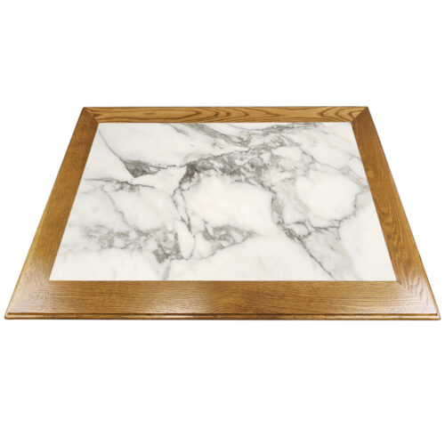 Daltile "Gypsum Calcatta" Inlay with 3" x 1-3/4" White Oak Edge