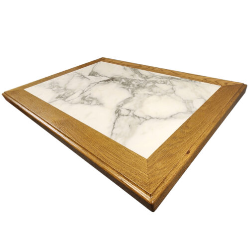 Daltile "Gypsum Calcatta" Inlay with 3" x 1-3/4" White Oak Edge