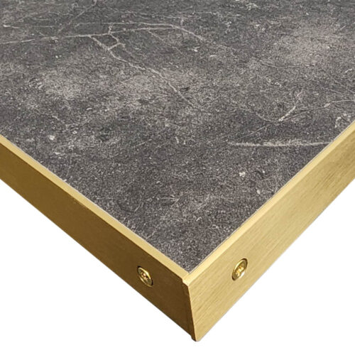 Wilsonart #5043 "Lisola" Laminate with Brass Edges-Butt-Joint Corners and Countersunk Screws