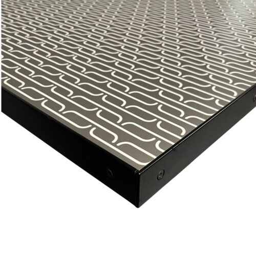 Custom Printed Laminate with 1-1/2" Black Powder Coated Metal Edges