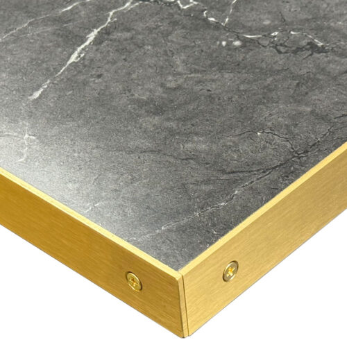 Wilsonart Laminate "Black Alicante" with Brushed Brass Edges & Counter Sunk Screws