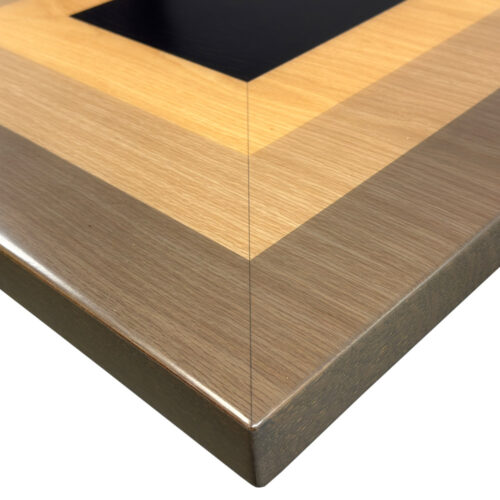 White Oak Veneer Overlay with Custom Printed Pattern & Sides Stained to Match