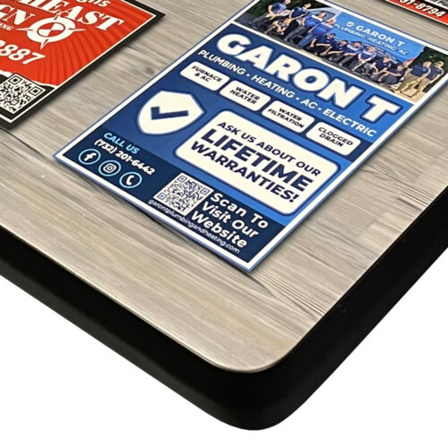 Custom Printed Artwork with Polyurethane Finish and 1-1/4" Black T-mold Edges with 3/4" Radius Corners