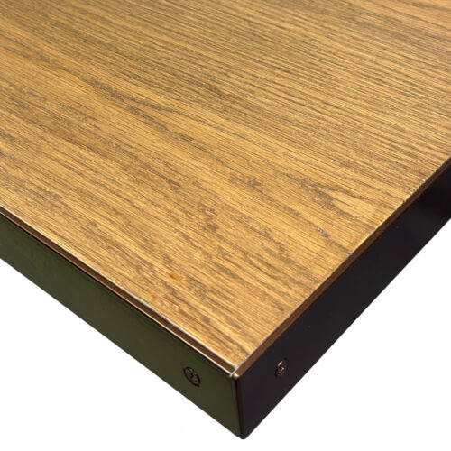 P/S White Oak Veneer with #486 Stain and 1-1/2" Bronze Copper Powder Coated Metal Edges
