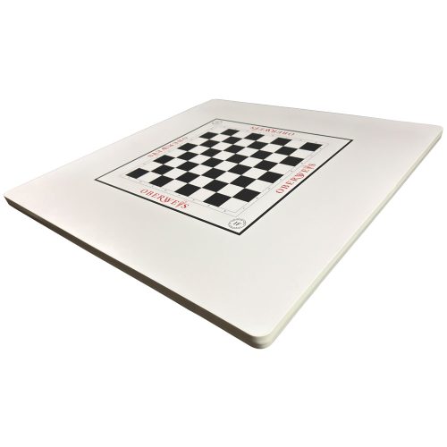 Custom Printed Laminate with 1-1/4" White T-Mold Edges & 3/4" Radius Corners
