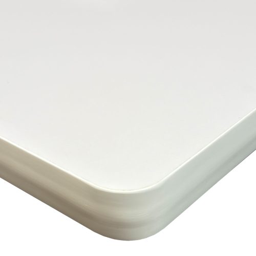 Custom Printed Laminate with 1-1/4" White T-Mold Edges & 3/4" Radius Corners