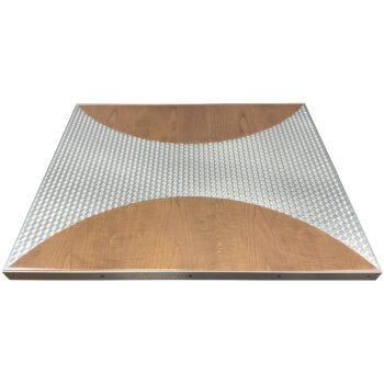 Ash Veneer and Silver Foil in Custom Pattern with 1-1/2" Brushed Aluminum Edges