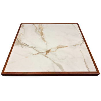 12mm Porcelanosa "Calacatta Gold" Inlay with 3/4" x 1-3/4" White Oak Wood Edge