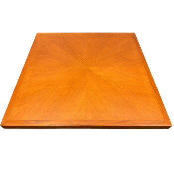 Qtrd Ash Veneer Tabletop In Sunburst Pattern with Custom Stain-Slight Eased Edges & Corners & UV Cured Open Grain Finish