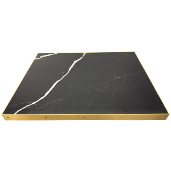 Silestone "Et Marquina" Quartz Tabletop with 1/8" x 1-3/4" Brushed Brass Metal Edges